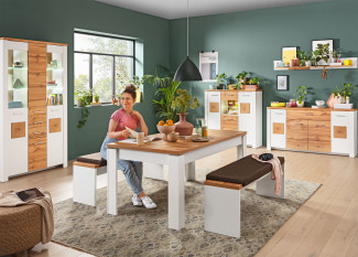 Highboard LIV´IN MATERA in weiß, Altholz Nachbildung, Hirnholz Nachbildung
