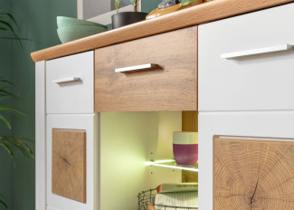 Highboard LIV´IN MATERA in weiß, Altholz Nachbildung, Hirnholz Nachbildung