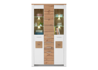 Vitrine LIV´IN MATERA in weiß, Altholz Nachbildung, Hirnholz Nachbildung